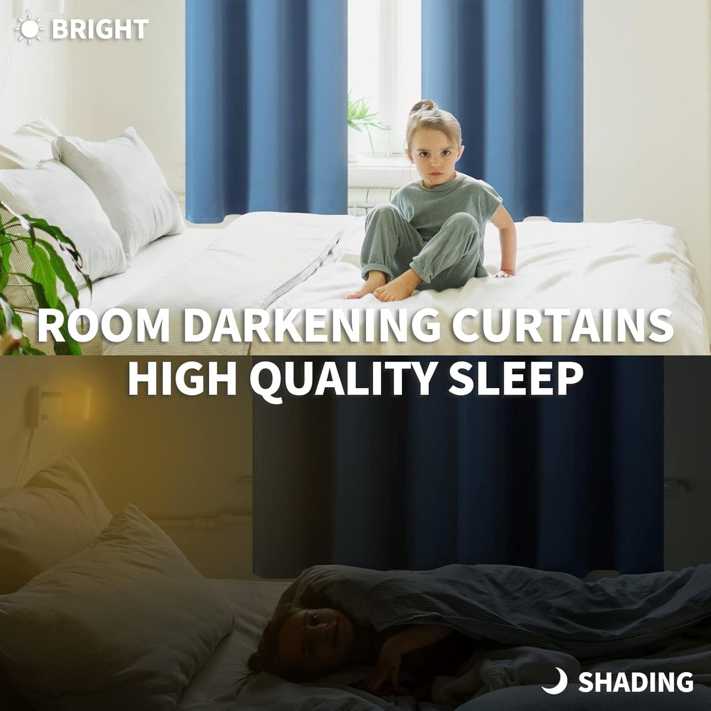 BGment Denim Blue Blackout Curtains 36 Inches Long for Kitchen Cafe Window - Short Length Thermal Insulated Drapes Darkening for Bathroom RV Window Privacy, 42 x 36 Inch, 2 Panels