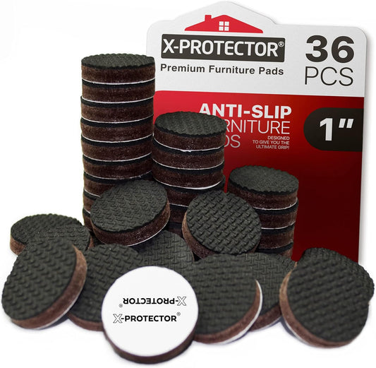 Non Slip Furniture Pads 36 pcs 1" X-Protector - Premium Furniture Grippers - Self-Adhesive Rubber Feet Furniture Feet - Ideal Non Skid Furniture Pad Floor Protectors - Keep Furniture in Place!