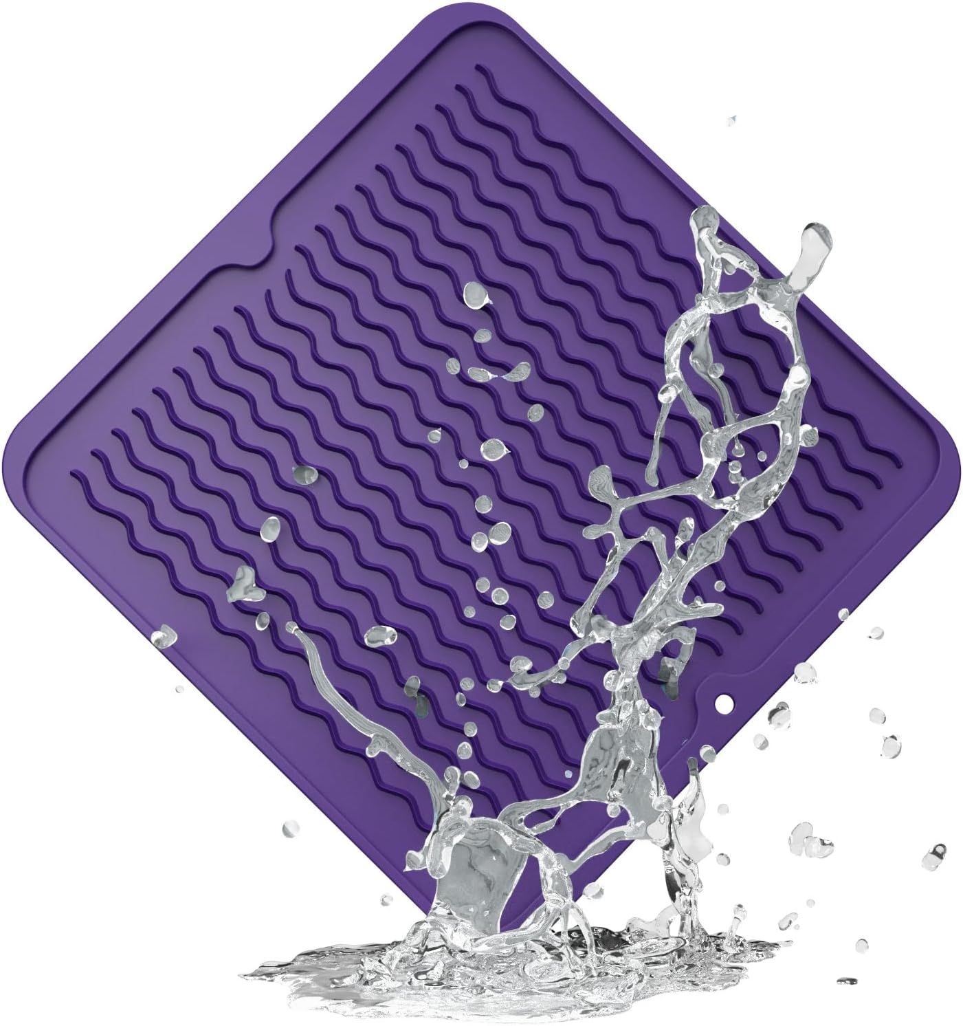 ZLR Silicone Dish Drying Mat for Kitchen Counter, Eco-Friendly Fast Dry Dish Mat, Easy Clean Multi Usage Drying Matt, Heat Resistant Trivet, 12" x 12" Middle, Meadow Violet