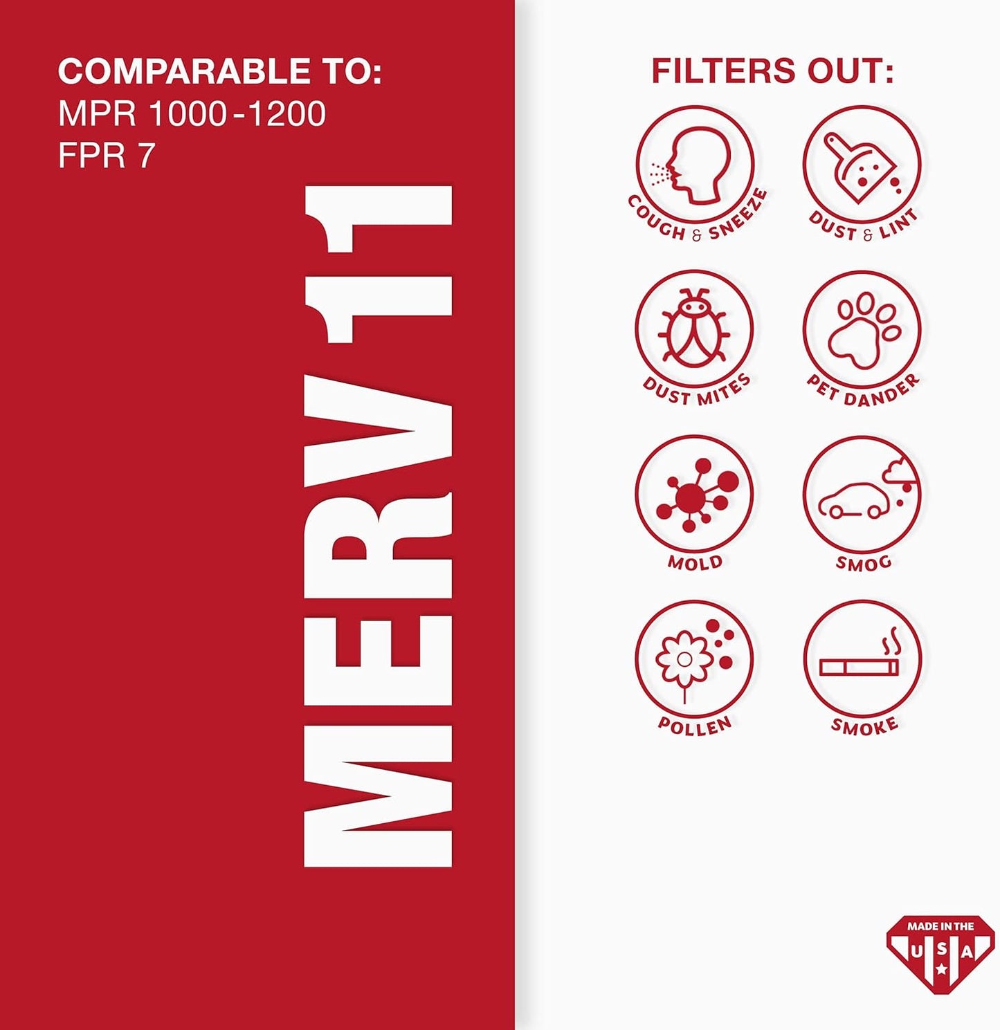 Aerostar 21x23x1 MERV 11 Pleated Air Filter, AC Furnace Air Filter, 6 Pack (Actual Size: 20 7/8" x 22 7/8" x 3/4")