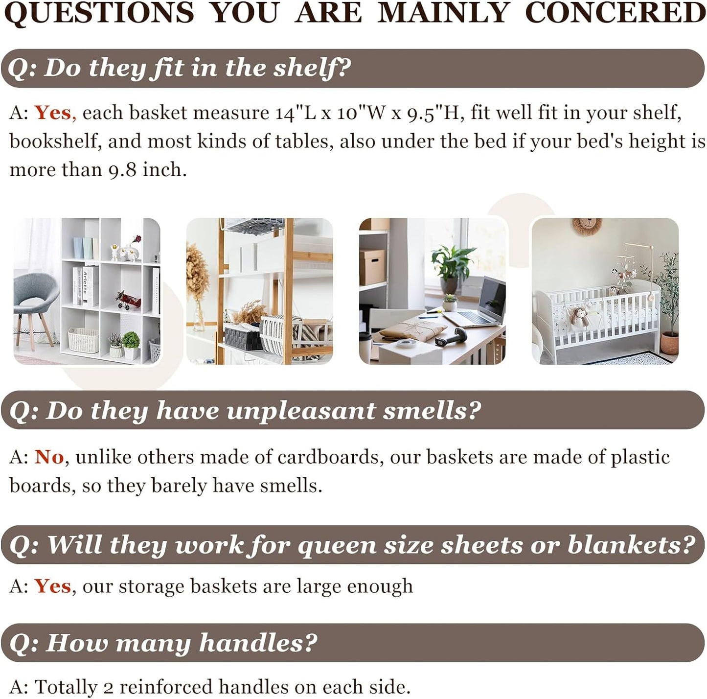 4 Pack Large Closet Storage Baskets Bins for Shelves | Fabric Closet Organizers and Storage with Handles Home Organization | Decorative Collapsible Baskets for Organizing Clothes Toy Nursery 14"x10"