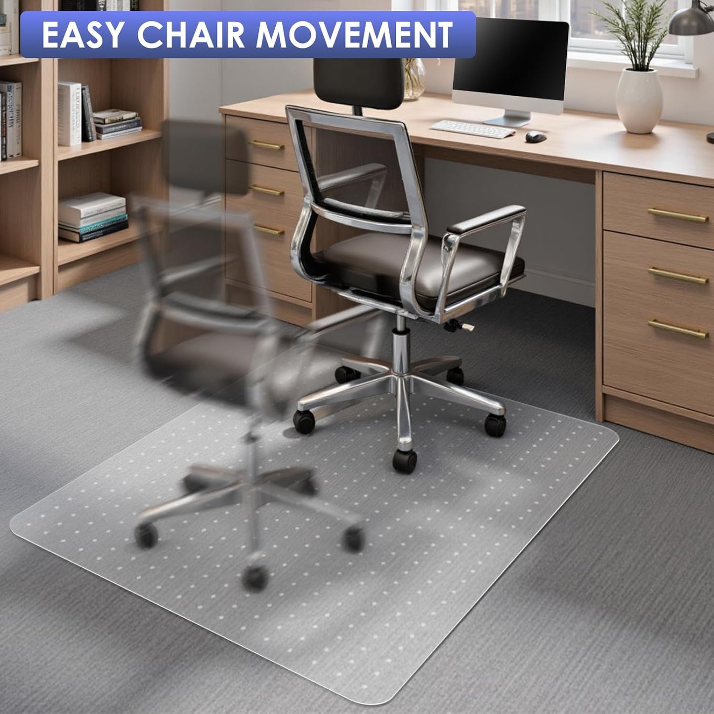 Kuyal Office Chair Mat for Carpet, 2 Pack 46x 60 Clear Heavy Duty Computer Chair Mat, Under Desk Protector Carpeted Floors Mat, Easy Chair Movement,Ship Flat