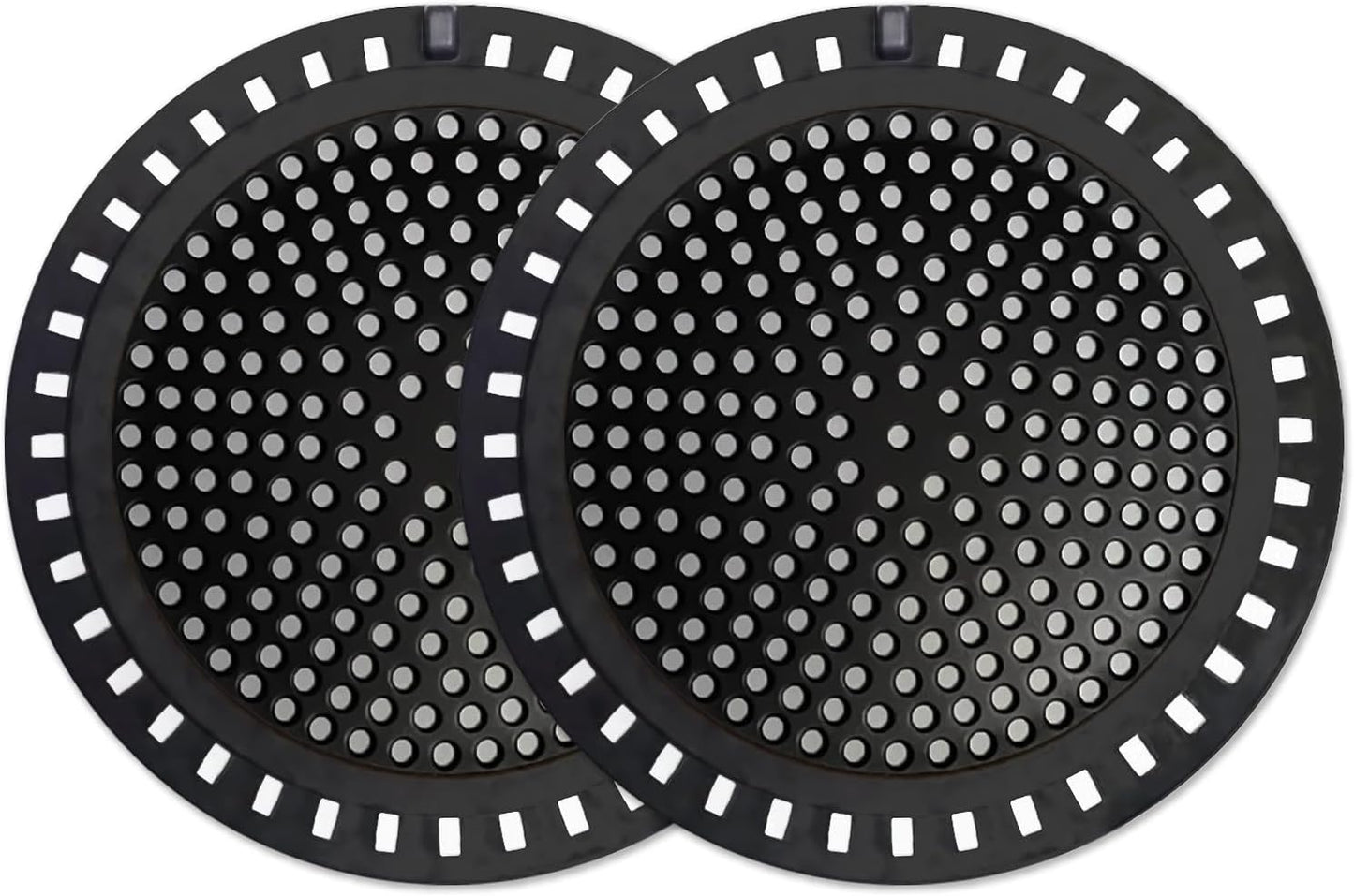 2PCS Shower Hair Drain Catcher/Strainer/Cover/Filter/Trap, Hair Stopper Floor Drain, Stainless Steel with Silicone Edge Drain Protector, Black, 4.75 Inch Diameter