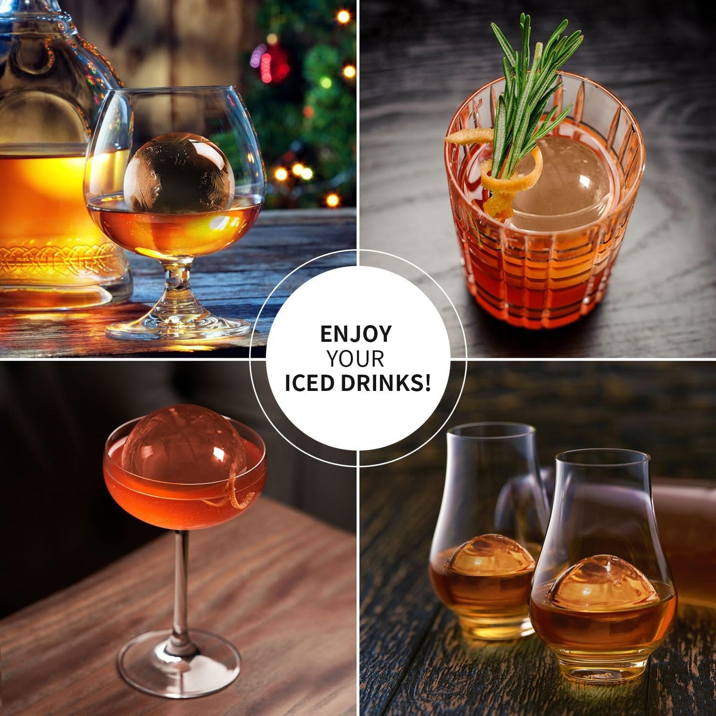 Clear Ice Ball Maker for Whiskey: FDDBI Circle Ice Cube Tray Make 2Inch Ice Sphere - Clear Ice Cube Maker for Old Fashioned Bourbon Whisky