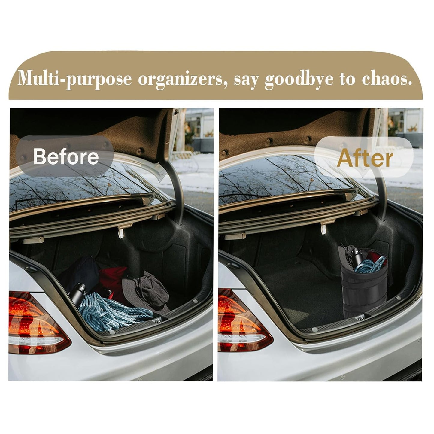 Ginsco 2Packs 4 Gallons New Leakproof Car Trash Can, Large Trash Can Pop-up Collapsible Hanging Car Trash Bin, Waterproof PEVA Liner Open-Top Garbage Can for Home Office Camping