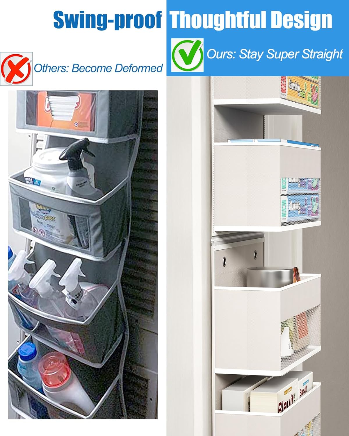 Closet Organizers and Storage, Over The Door Organizer, 6 Shelf Camper Storage, Behind The Door Storage Organizer, Wall Mount Back of Door Hanging Organizers-Beige