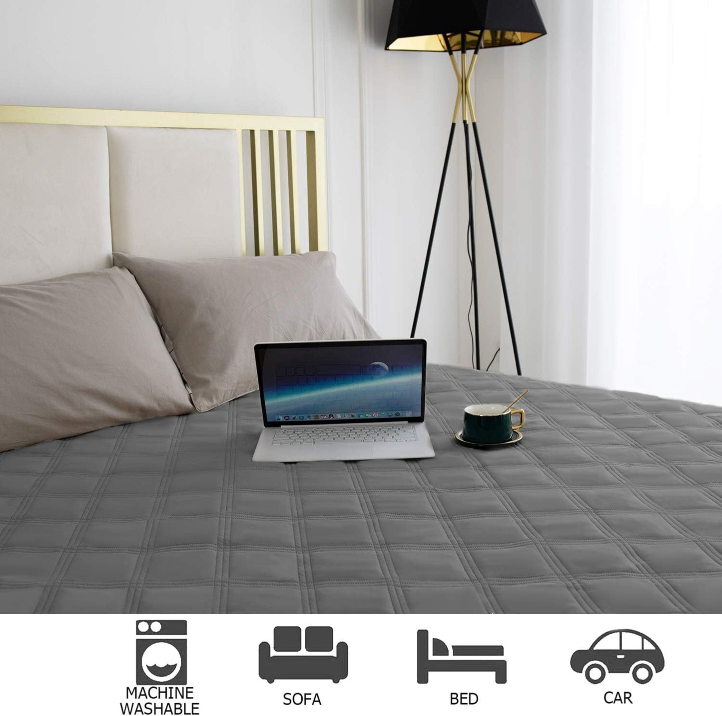 Ameritex Waterproof Dog Bed Cover Pet Blanket with Anti-Slip Back for Furniture Bed Couch Sofa (40x50 Inch (Pack of 1), Darkgrey)