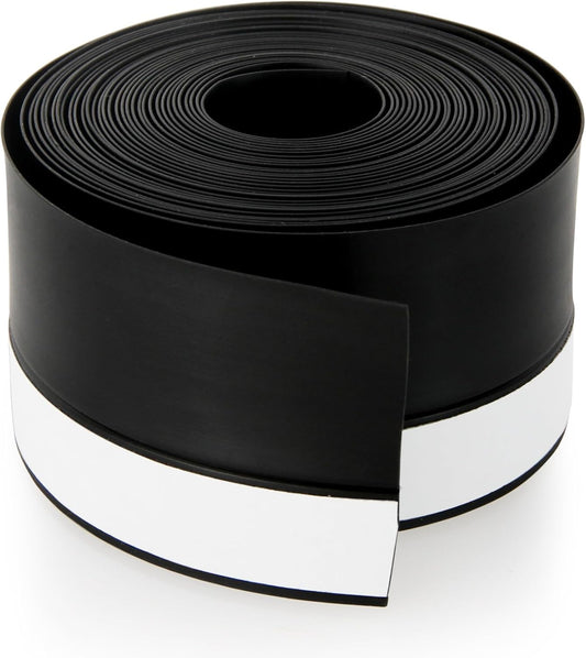 Silicone Weather Stripping Door Seal Strip, 16.4 Feet Self Adhesive Sealing Sticker Sealing Tape for Door Draft Stopper Adhesive for Doors Windows Shower Glass Gaps (Black, Width 45mm)