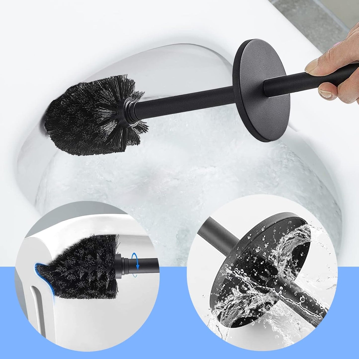 Toilet Brush and Holder Matte Black Toilet Bowl Brush Wall Mounted Toilet Brush with Lid