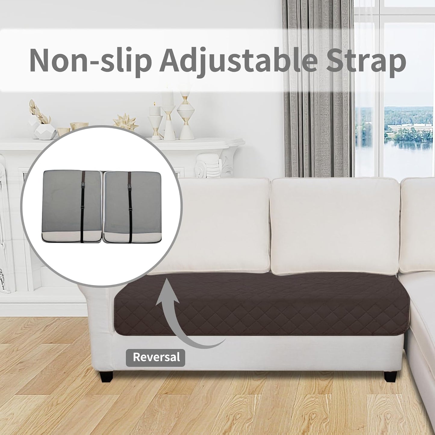 Easy-Going Sectional Couch Covers for Dogs L Shape Sofa Cover Reversible Sofa Slipcover Chaise Lounge Cover Furniture Protector Cover for Pets Dog Cat (30 x 50 inches, Chocolate/Beige)