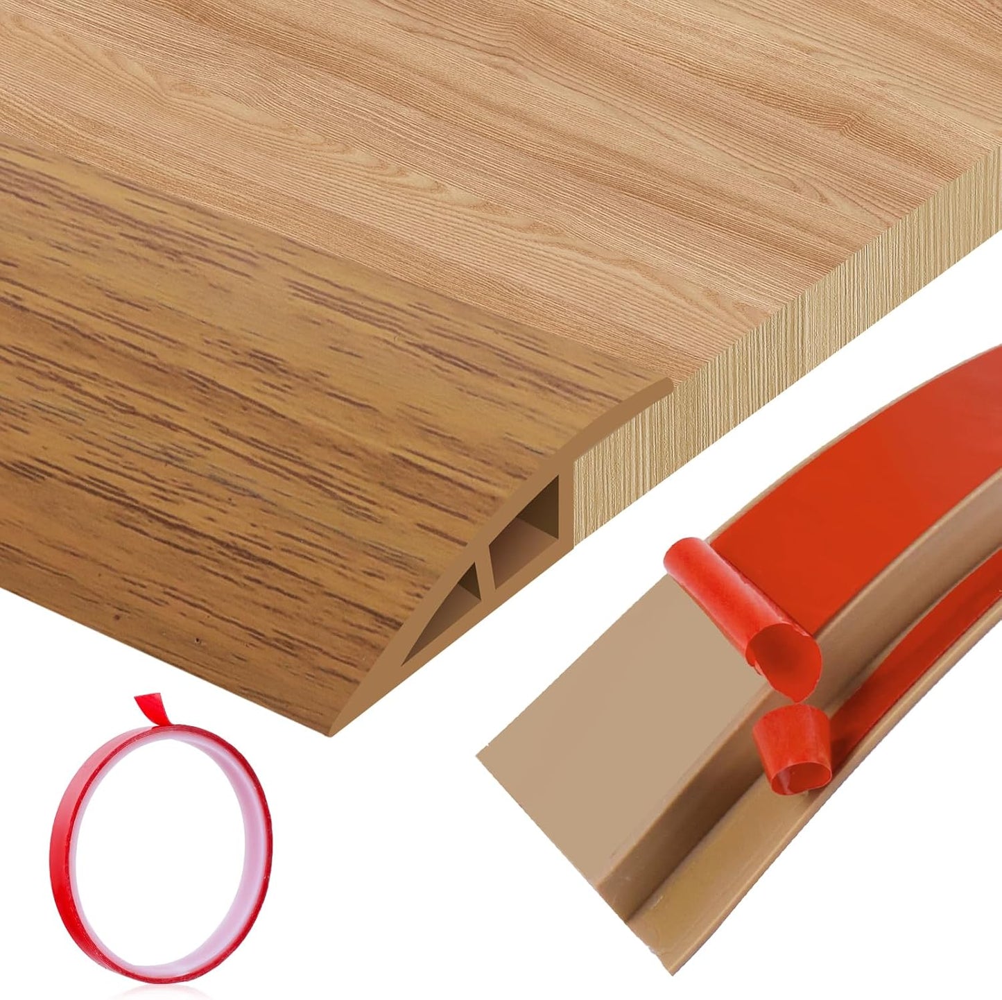 Floor Transition Strip Door Threshold 39" Floor Transition Reducer Trim on The Edges Threshold Strip Self Adhesive Suitable for Doorways, Tiles, Carpet