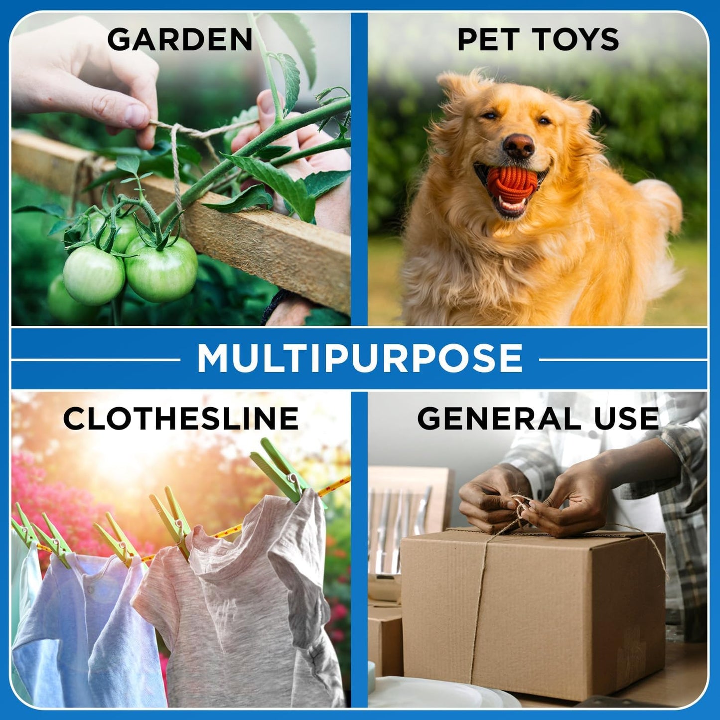 TECEUM Cotton Rope 3/16” (5 mm) – 100 FT – Strong All-Purpose Braided Rope – Natural Cotton – for Crafting, Сamping, Clothes Line, DIY, Indoor & Outdoor Use – Lavander