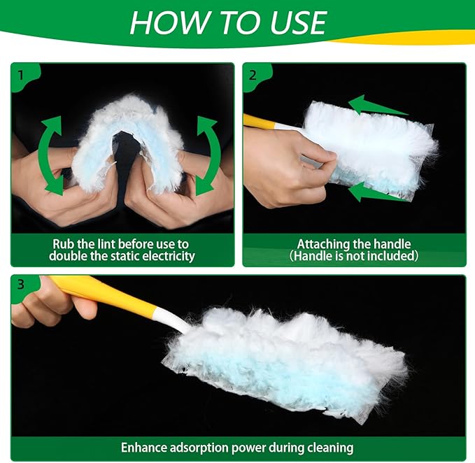 Duster Refills,Static Dust Removal Brush Disposable Dusting Head Compatible with Swiffer Duster Refills for Electronics, Furniture, Blinds, Ceiling Fans (Yellow, 30 PCS)