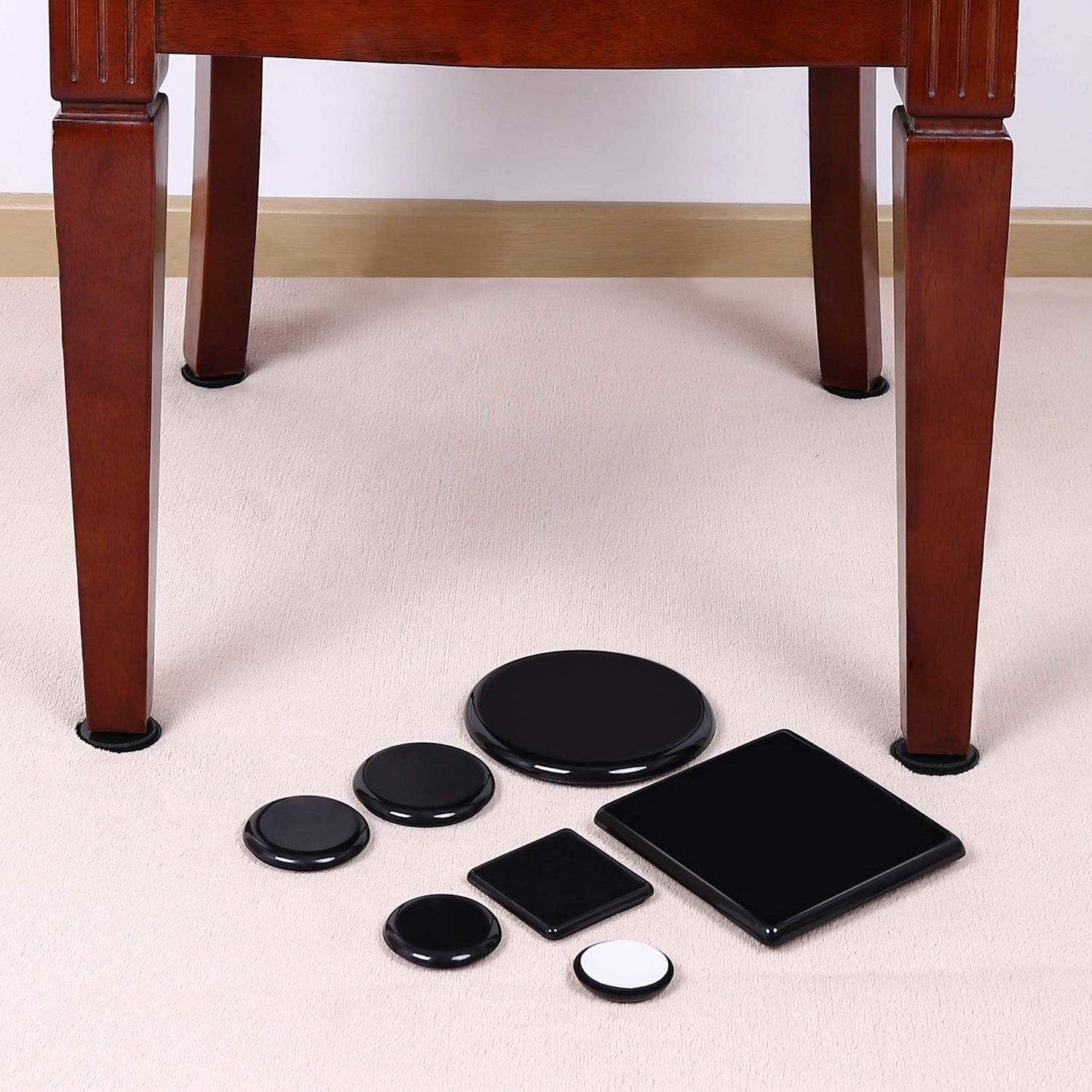 Ezprotekt 8 Pack Reusable Large Furniture Movers Sliders for Carpet, 5" Square Furniture Moving Pads, Carpet Sliders for Heavy Duty Sofa Bed Couch Fridge, Move Items Easily and Quickly (Black)