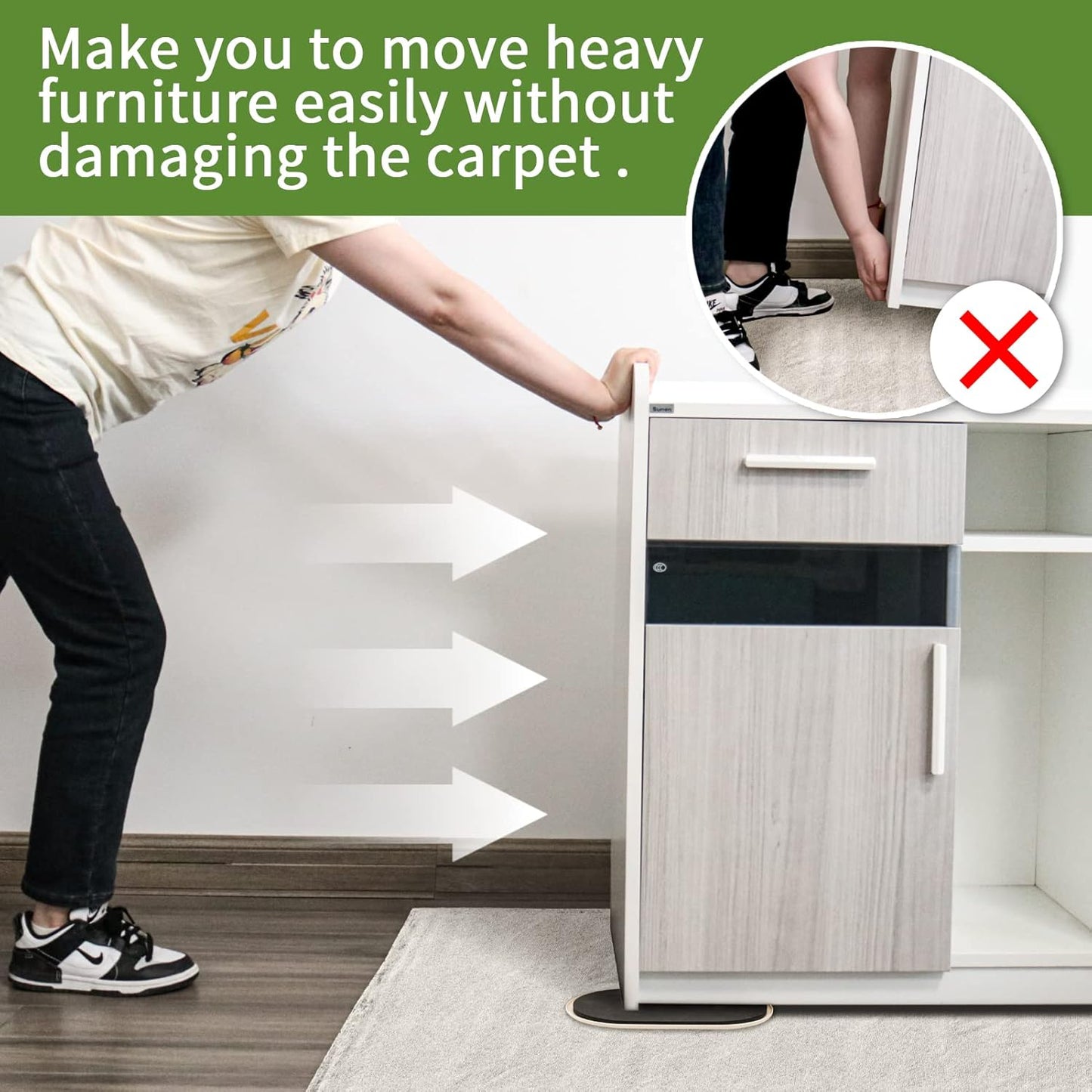 Furniture Sliders for Carpet 4 PCS - 9 1/2 inch Furniture Moving Slider Chair Legs Floors Protectors– Move Your Furniture Easy & Safely (for Carpet)