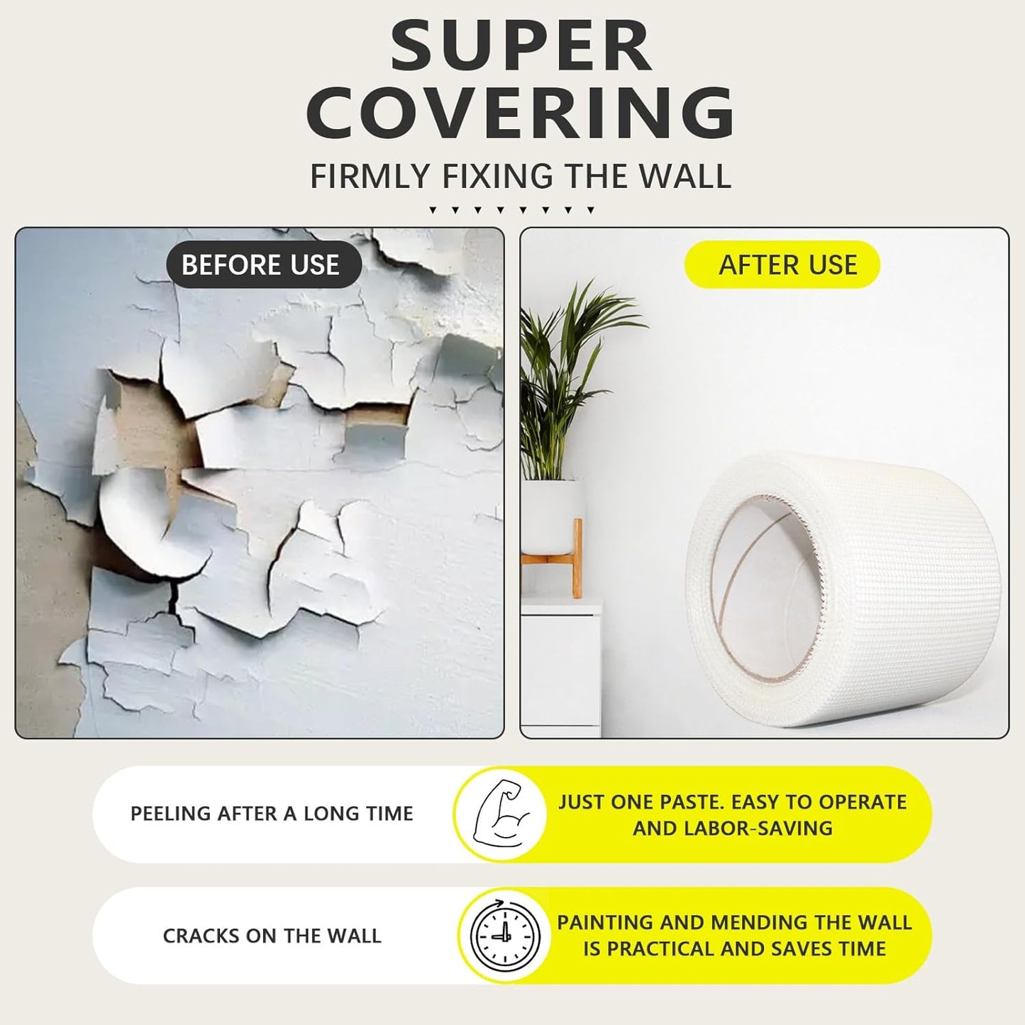 12" 100 Feet Drywall Joint Tape, Self-Adhesive Encrypted Fiberglass Drywall Repair Mesh Tape for Wall Cracks and Seam Patch