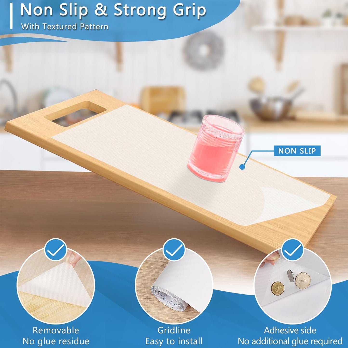 Self-Adhesive Shelf Liner Kitchen Liner, Waterproof Backed Paper Easy Peel and Stick Contact Liner Without Residue for Decor Your Desk Surface, Kitchen Countertops (Clear, 11.8 x 118.1 inches)