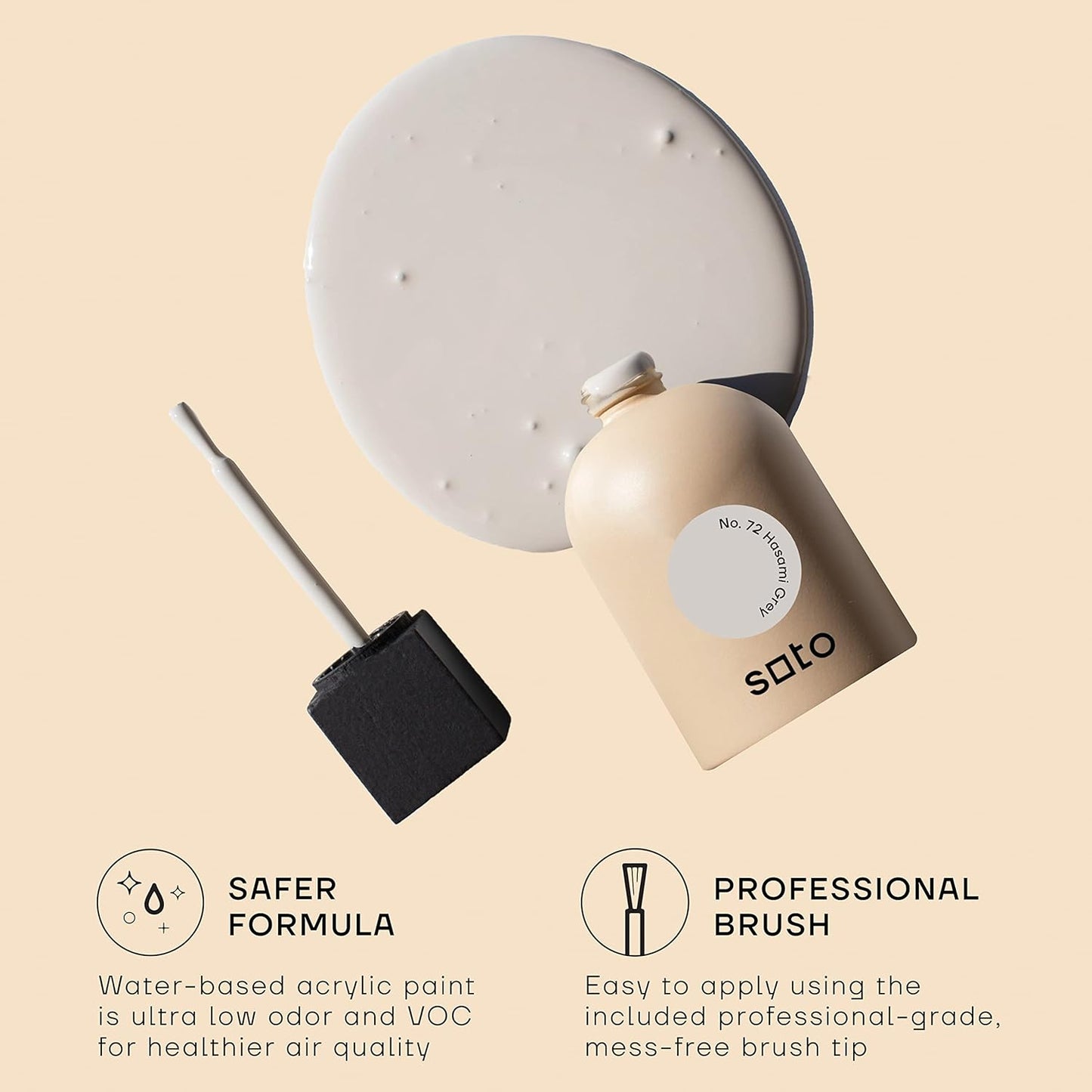 soto Gray Paint Touch Up, Multi-Surface, Matte Finish (No. 72 Hasami Grey) - 1.5 Ounces/45 Milliliters of Scratch Repair for Furniture, Walls, Cabinets, Trim, Doors, Indoor/Outdoor