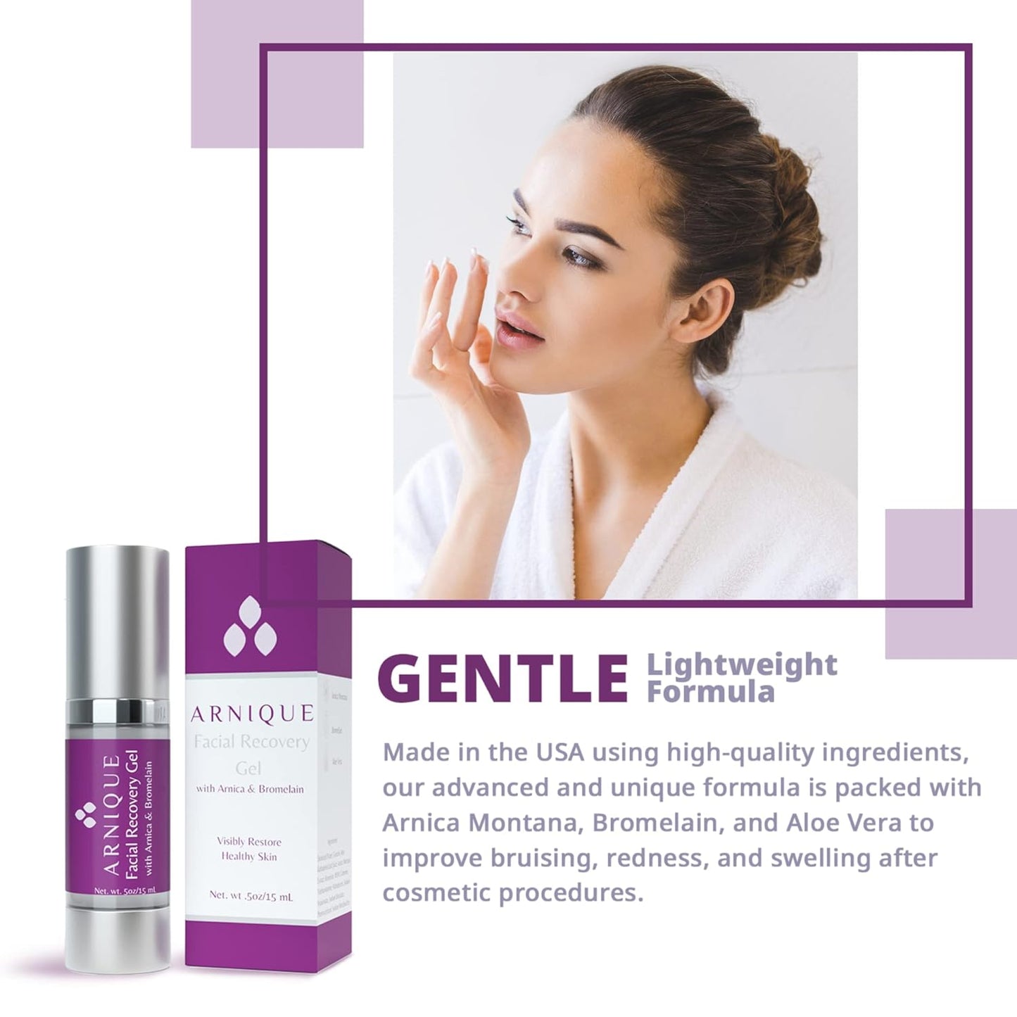 Arnica Gel for Face - Facial Recovery Aftercare for Fillers & Cosmetic Injection Treatments, Arnica Montana and Bromelain for Bruising and Swelling After Surgery Skin