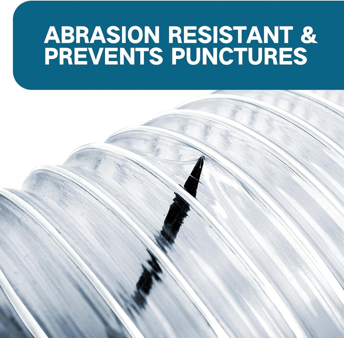 Heavy PVC Dust Collection Hose 4" x 10', Flexible Clear PVC Fume Collection Hose, Puncture-Resistant, Reinforced With Coated Wire Helix