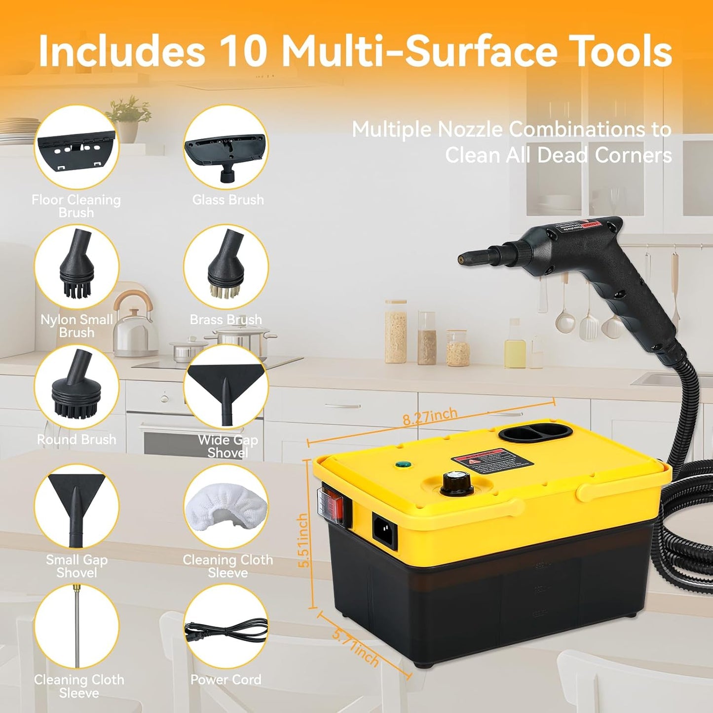 Steam Cleaner for Home, 1500W Handheld Steam Cleaner, 1500ML Water Tank, 6 Levels Adjustable Steam Speeds, Portable Cleaning Steamer for Home, Car Detailing, Bed Bugs, Furniture, Couch