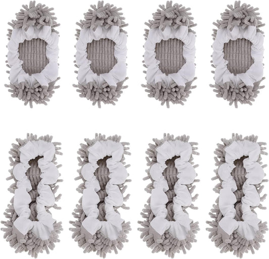 8 Pcs Mop Slippers Socks Floor Cleaning,Microfiber Shoe Covers dust Washable Reusable for Woman Man House Kitchen (Grey)