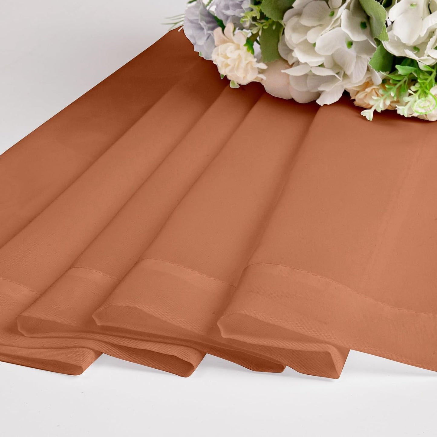 Chyhomenyc Sheer Valances for Windows 2 Pack, Small Window Curtains for Living Room Bathroom Cafe Laundry Basement, Modern Top Dual Rod Pocket Voile Curtain, 42W x 18L inches, Orange