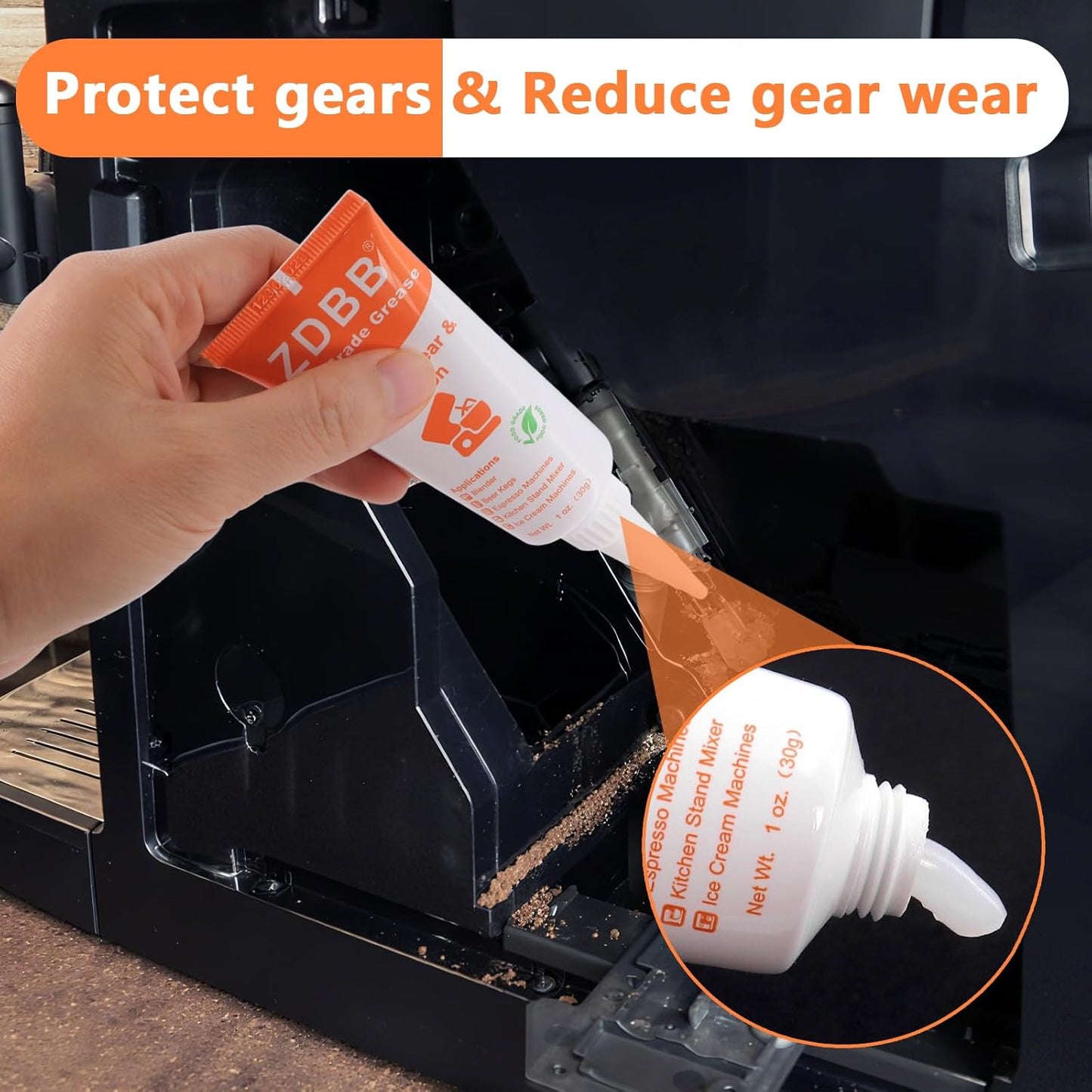 Food Grade Grease for Kitchenaid Stand Mixer Odorless Food Grade Equipment Lubricant with PTFE Espresso Machine Grease Sanitary Lubricant for Beer Kegs, Meat Slicer, Grinders, 1 oz 1-Pack