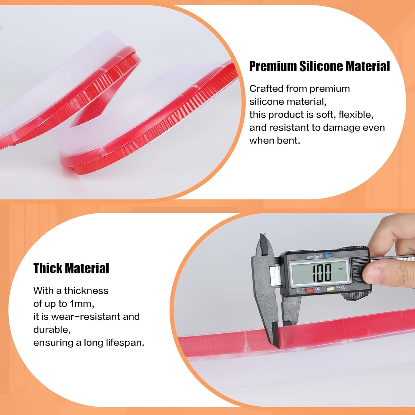 Orghtin T-Shaped Silicone Seal Strip, Clear Door Sealer Weather Stripping, 20Ft Door Draft Stopper