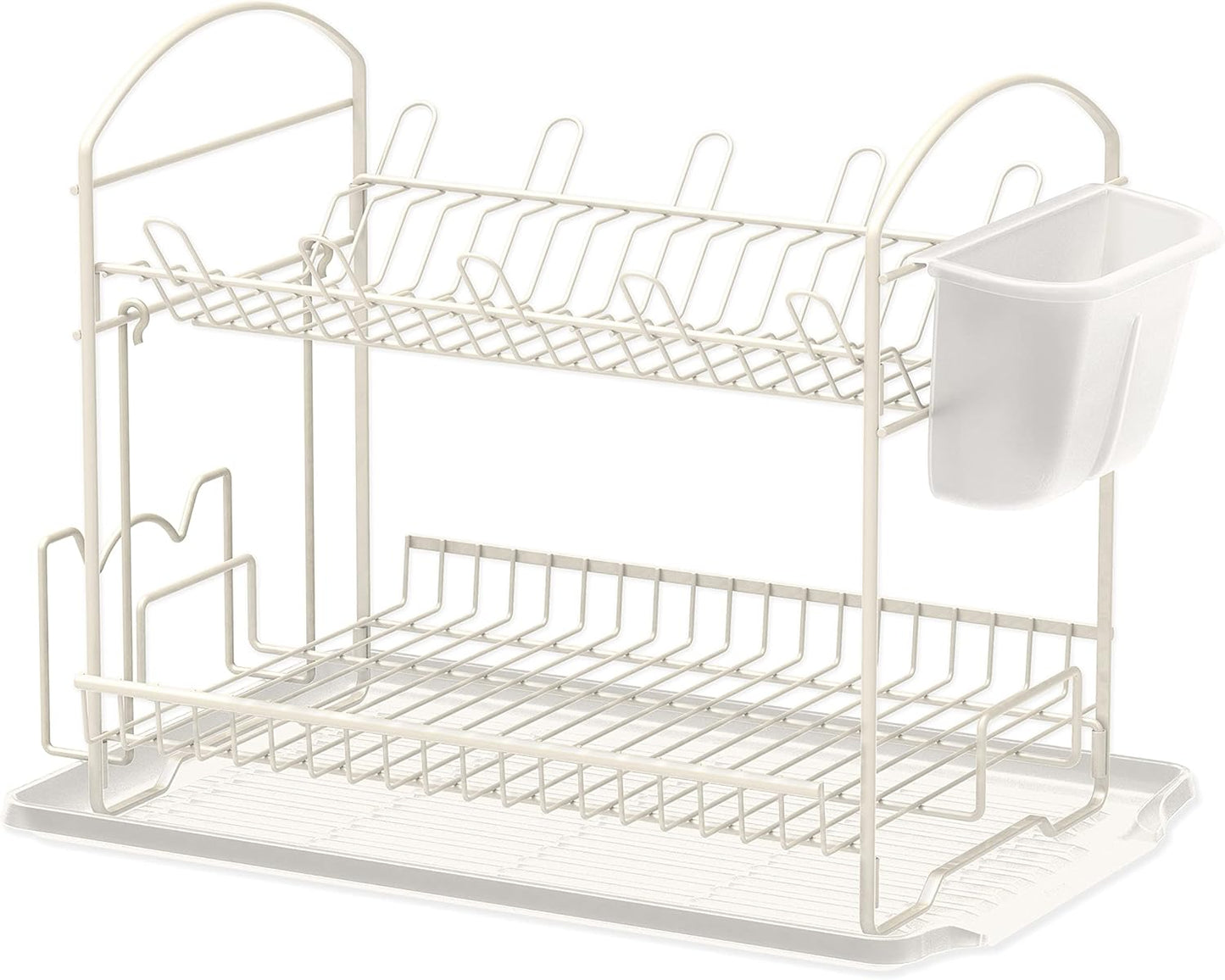 SIMPLE HOUSEWARE 2-Tier Dish Rack with Drainboard, White