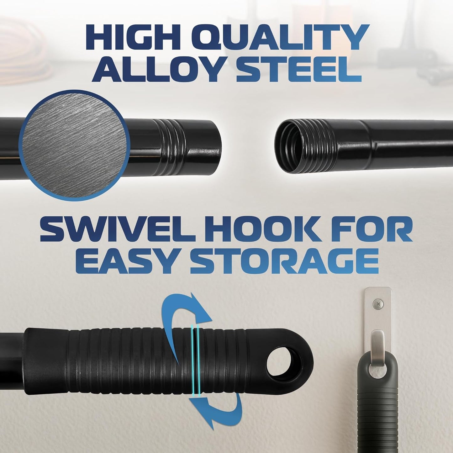 DSV Standard 18’’ Push Broom Outdoor Heavy Duty with 59.4’’ Long Handle, Industrial Broom with Stiff Bristles, Floor Broom for Cleaning Patio Garage Shop Deck Concrete Wood Stone Tile Floor