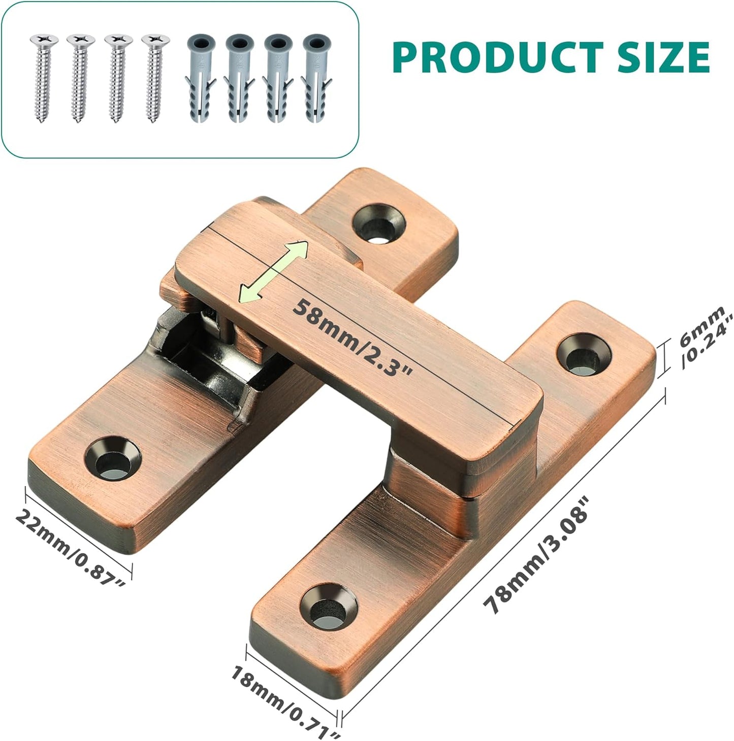 90/180 Degree Flip Latch Gate Latch, Heavy Duty Black Safety Door Lock Enhanced Security Flip Latch Lock Hardware for Interior Door Front Door Barn Garden Fence Window Bathroom Cabinet