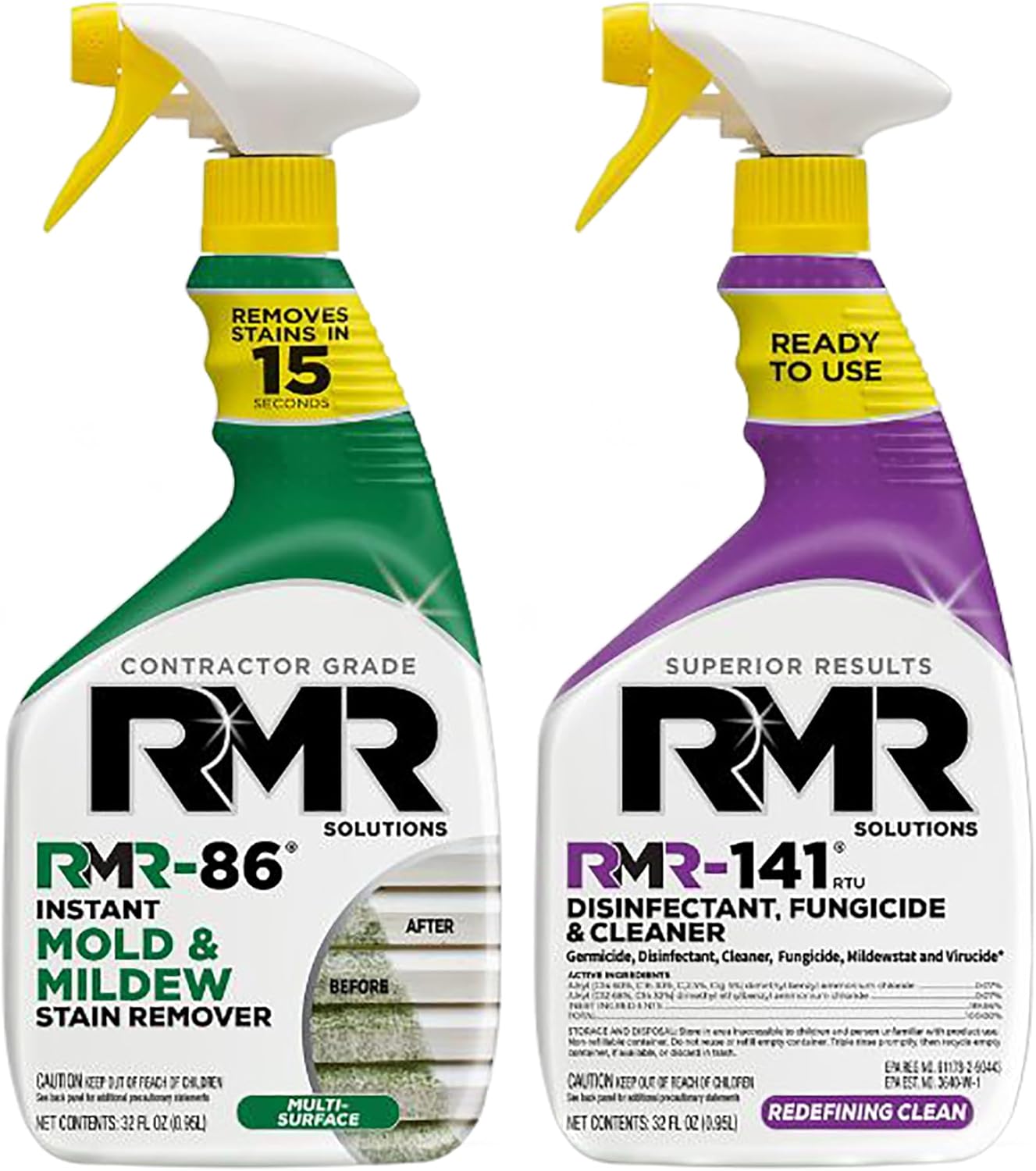 RMR Brands DIY Mold Remover Bundle - Complete Mold Killer & Stain Remover Bundle - Mold and Mildew Prevention Kit, Disinfectant Spray, Includes 2-32 Ounce Bottles
