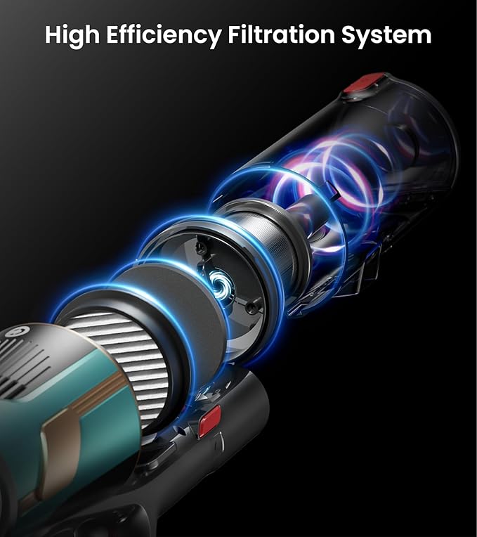 Cordless Vacuum Cleaner, Upgraded 580W 48KPA 65Mins Vacuum Cleaners for Home, Cordless Stick Vacuum Cleaner with Self-Standing and LED Screen, Anti-Tangle Wireless Vacuum for Pet Hair/Carpets/Floors