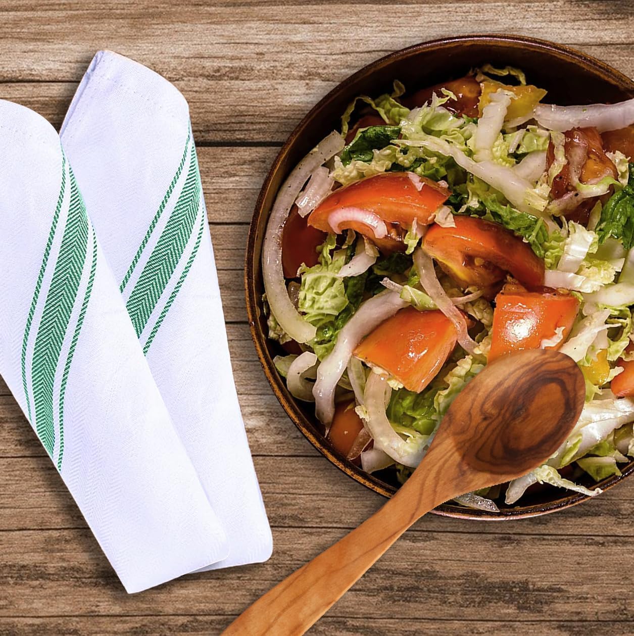 Dish Towels Set (Value Pack of 30) Size 15x25 Inch, 100% Cotton Soft & Absorbent Linen Kitchen Towels, Tea Towels, Reusable Cleaning Cloths for Household Cleaning (Green)