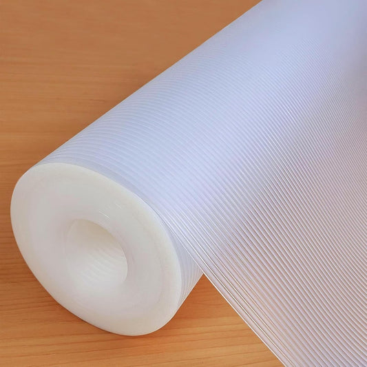 Shelf Liners 28 in x 20 ft EVA Drawer Mats, Non-Adhesive Cupboard Protector, Kitchen Cabinet Lining Fridge Liner (Clear Stripe, 71.2x610cm)