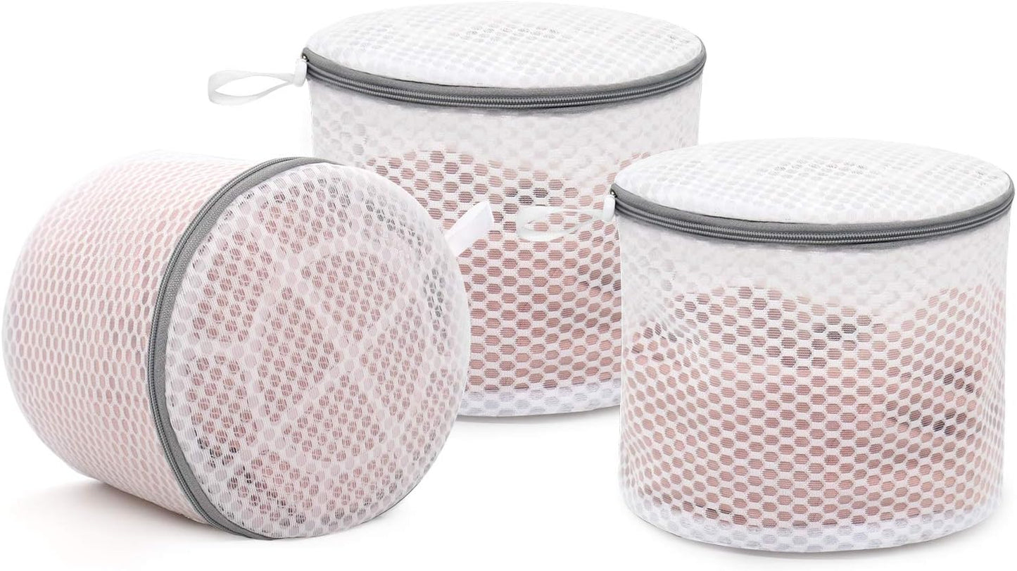 Muchfun 3Pcs Bra Wash Bags, Honeycomb Mesh Laundry Bags for Delicates, Lingerie, Intimates and Underwear 7 x 7 x 6 Inches