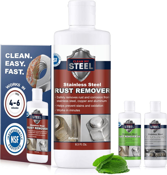 Stainless Steel Rust Stain Remover & Cleaner, Soft Cleanser, Safe for Food Areas, Non-Toxic for Appliances Perfect for Commercial Equipment, Refrigerator, Cybertruck and more (8.5 oz)