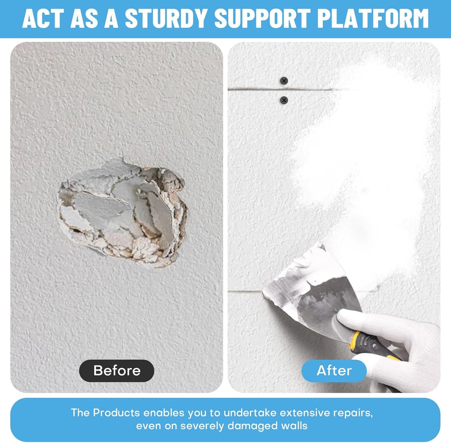 Drywall Repair Clips, 8 Pack Stainless Steel Wall Patch Kit with 16 Screws for 1/2 Inch Sheetrock, Professional Drywall Hole Repair Solution for DIY Home Repair