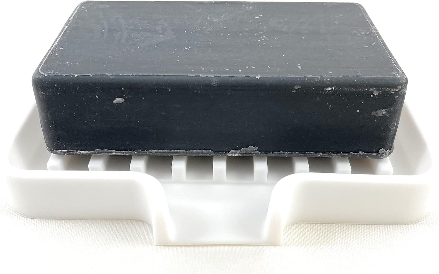 Happitasa Silicone Soap Dish Tray and Sponge Holder with Drain Chute, Pack of 2 | Bathroom and Kitchen Sink Organizer Caddy (White, 5.2"x4", 7.2 Ounces)