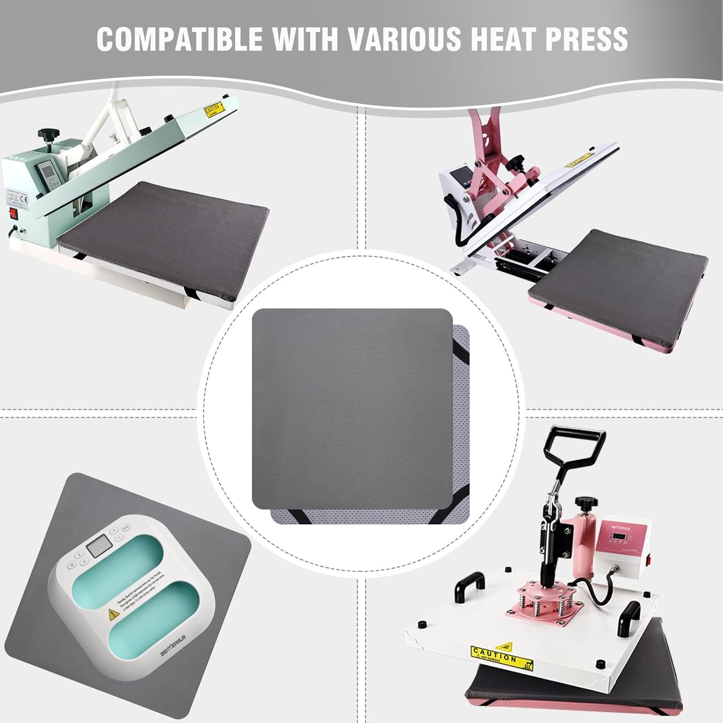 BetterSub Heat Press Mat, 15'' x 15'' Thick Heat-Resistant Foam for Protective Heat Transfer Machine Replacement Pad, Washable Base for HTV Craft Vinyl Ironing Insulation Transfer
