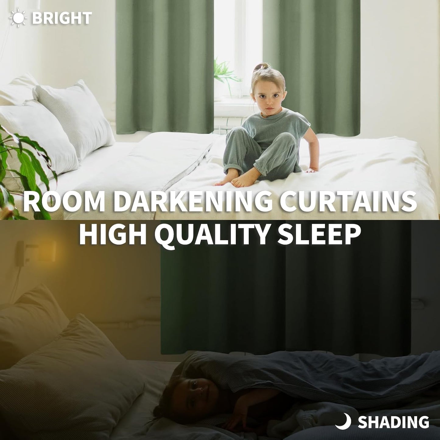 BGment Olive Green Blackout Curtains for Kitchen Cafe Window - Half Window Drapes Thermal Insulated Blackout Blinds for Rv Bathroom Privacy, 29 x 36 Inch, 2 Panels