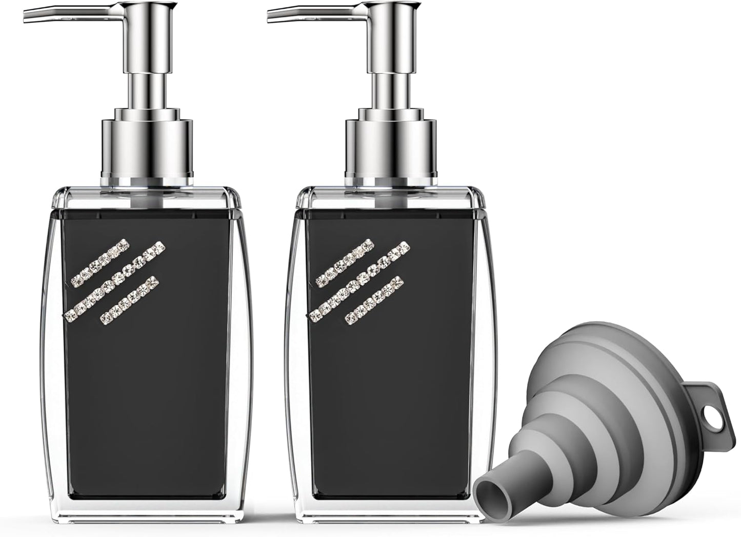 Black Soap Dispenser with Refillable Plastic Pump for Bathroom Sink or Kitchen Counter, Ideal for Hand Soap, Liquid Soap, Dish Soap, or Lotion Use