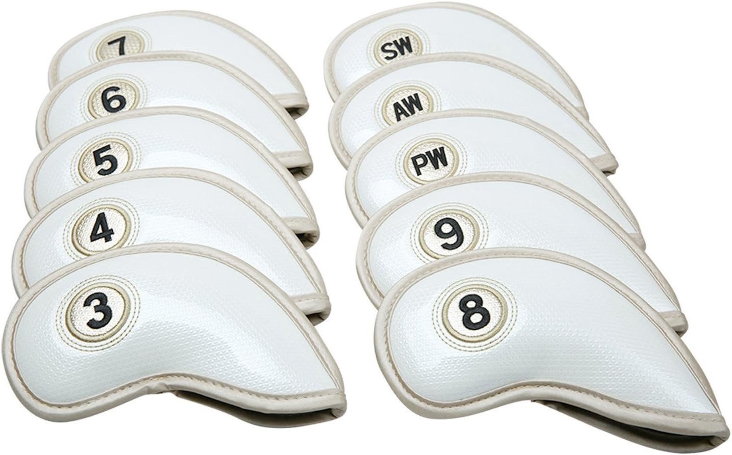 HISTAR 10pcs Crystal Pu Leather Golf Iron Head Covers Set Iron Club Headcover