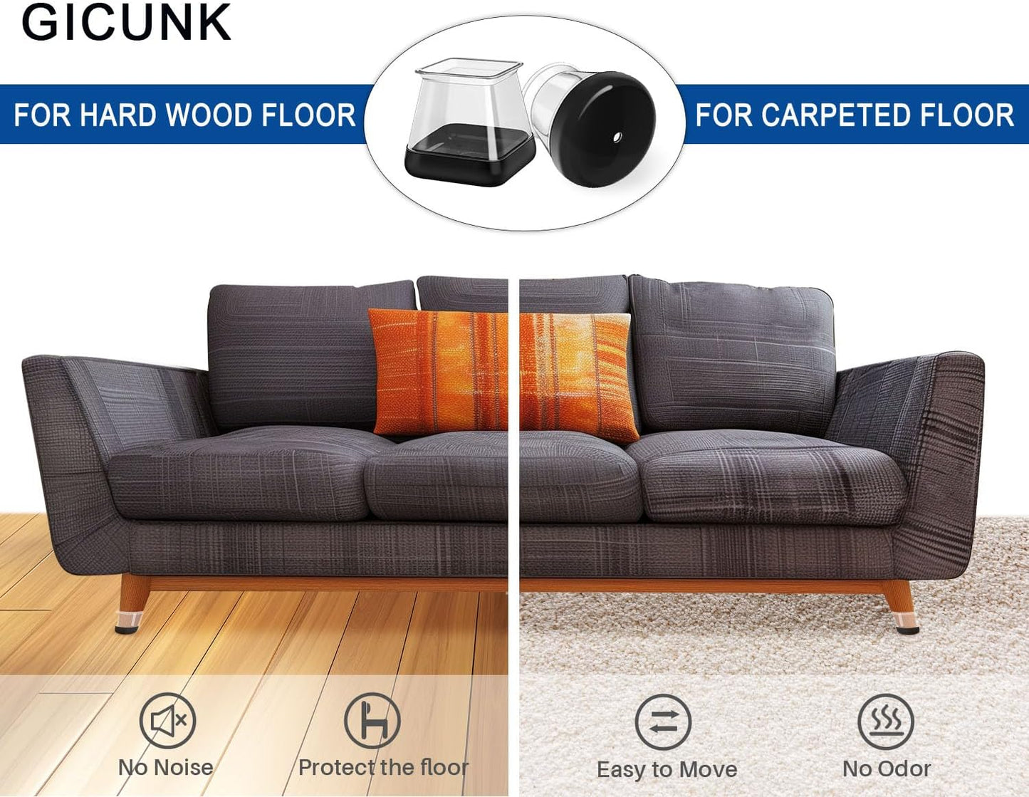 2024 New Chair Leg Floor Protectors for Hardwood Floors and Carpet GICUNK Silicone Covers to Protect Wood Tile Floors Chair Sliders Non Slip Reduce Noise 28 Pcs Clear Round S Fit:1/2"~13/16"