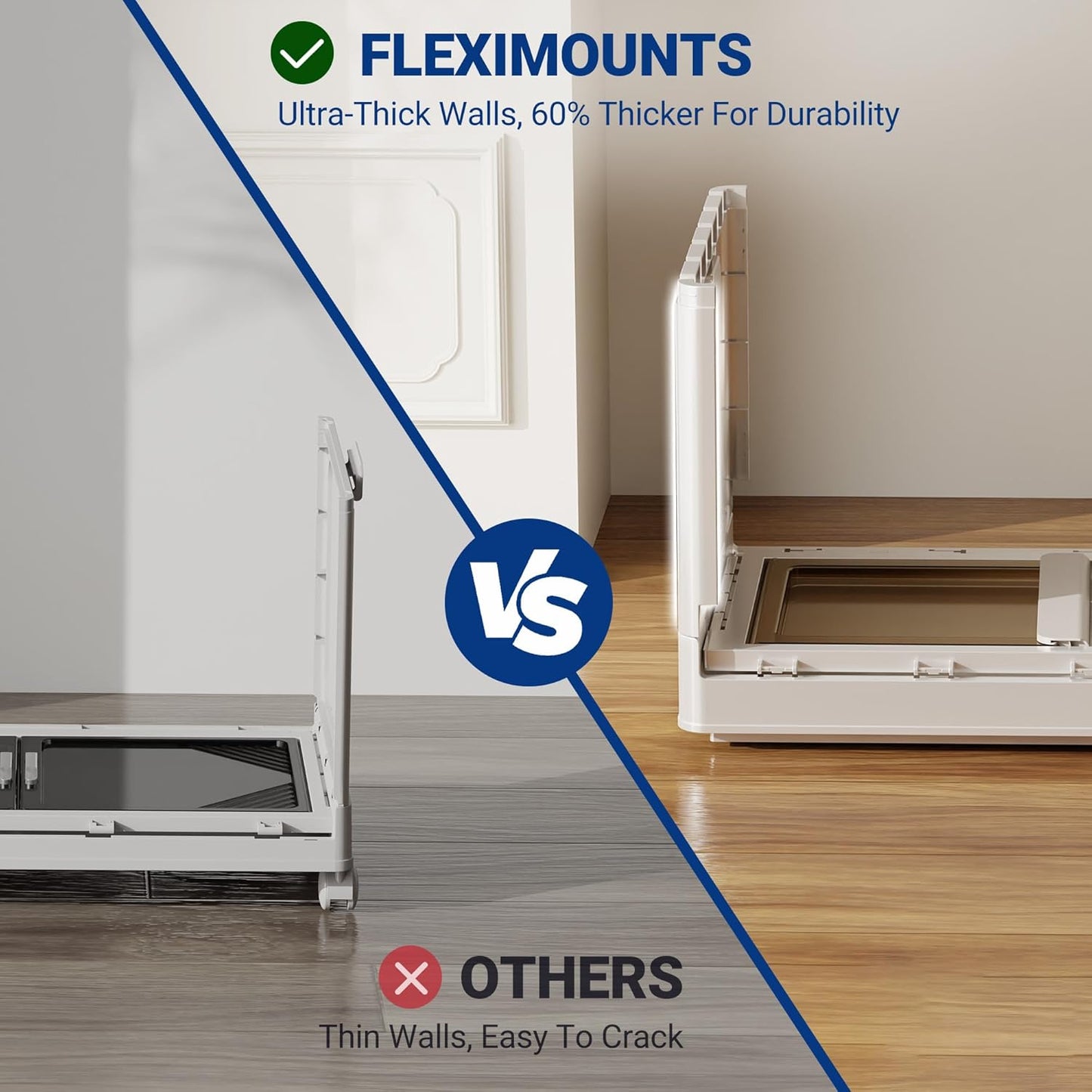 FLEXIMOUNTS 110 QT Stackable Storage Bins With Lids, Collapsible Plastic Storage Bins With Doors and Built-in Wheels For Home Dorm Closet Organizers and Storage, 3 Pack Cubes, Milky White