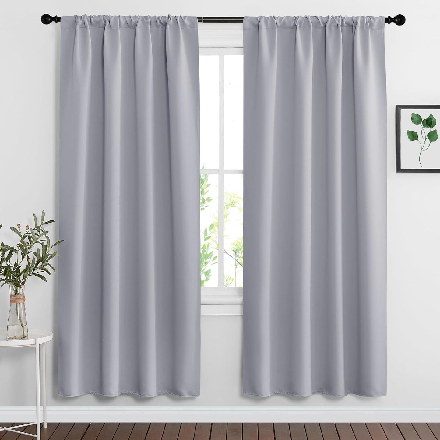 RYB HOME Curtains for Bedroom 72 inches Long, Blackout Thermal Insulating Window Treatment Drapes for Living Room Bathroom Basement Laundry Classroom, W 34 x L 72, Silver Grey, 2 Panels