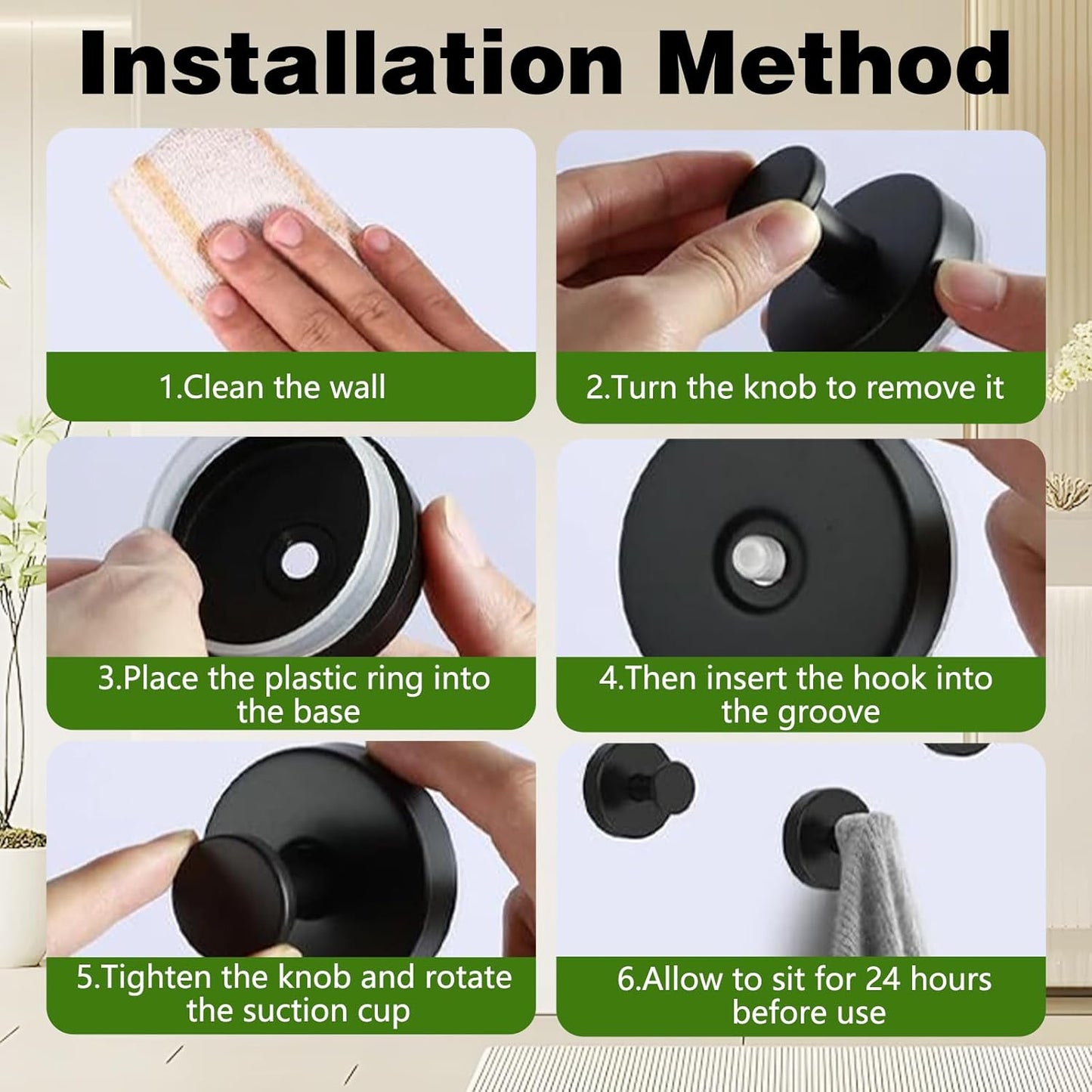 Suction Cup Hooks for Wreaths on Glass, No-Drill Suction Cup Hooks, Wreath Hangers for Front Doors, Metal Towel Hooks for Showers Bathrooms Mirrors (2Pcs Gold)