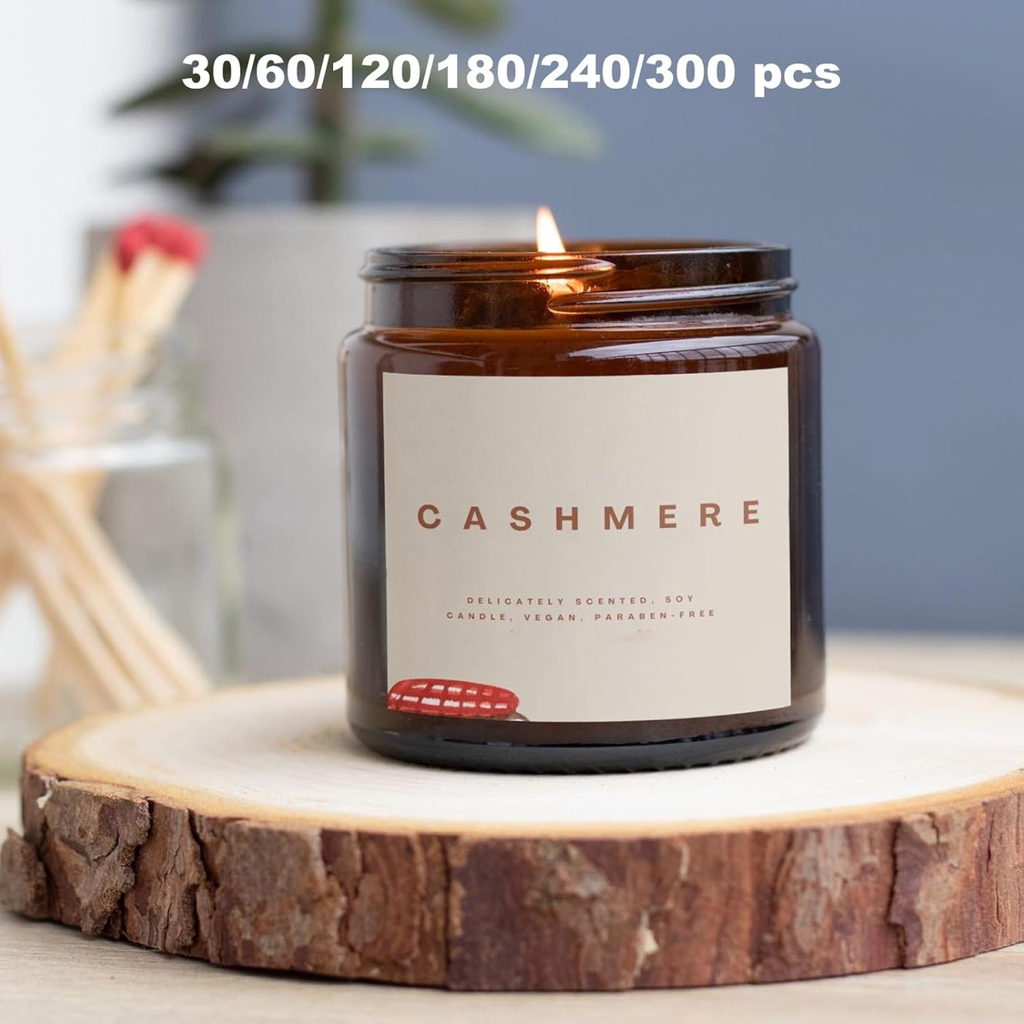 30-300 PCS Custom Square Stickers Labels for Small Business Logo, Glossy Waterproof Square Vinyl Stickers for Candle Jar Coffee, 1-8 in