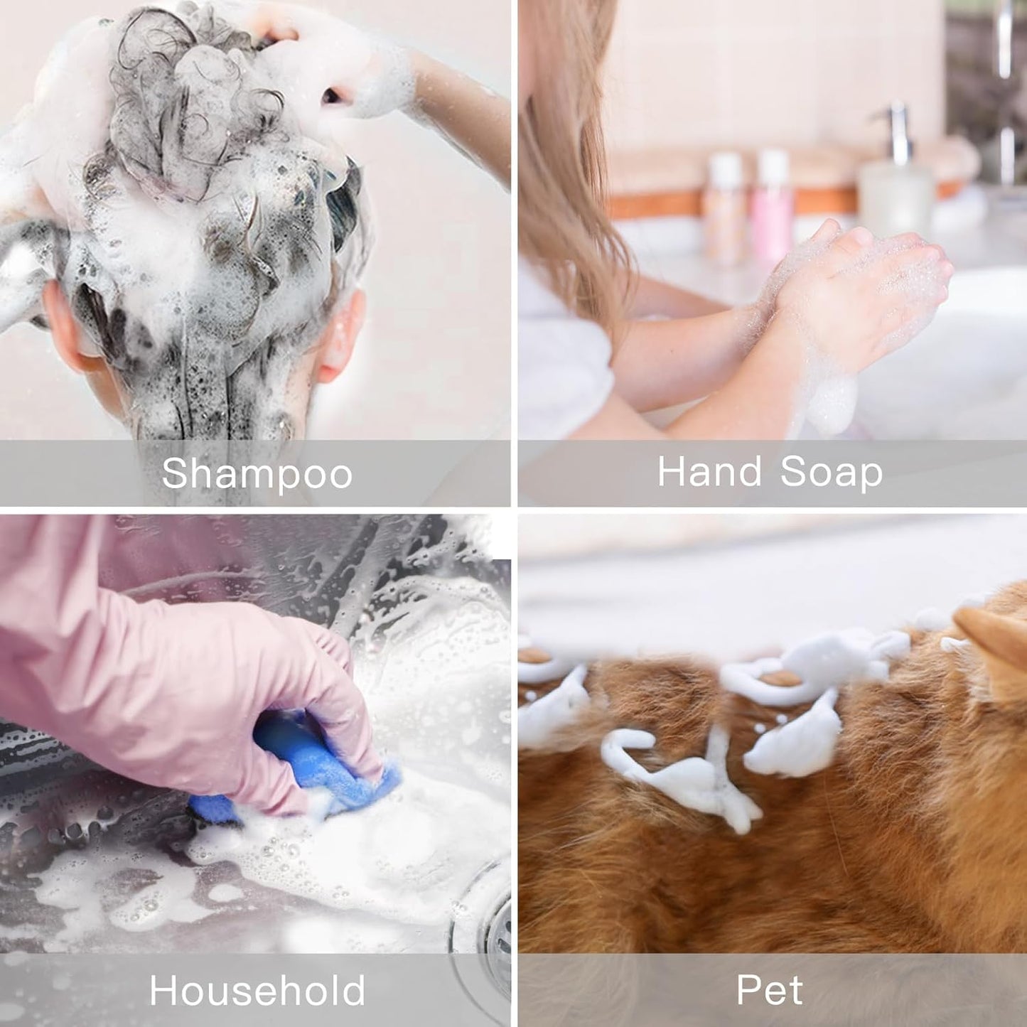 2 OZ Foam Bottle with Brush, Empty Foaming Dispensers to Travel for Soap, Shampoo (3pcs, Black)